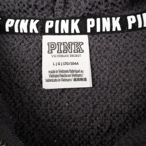 PINK by Victoria's Secret grey 1/2 zip sherpa fleece hoodie size L - Picture 2 of 10